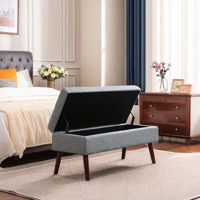 NicBex Modern 43.3" Linen Storage Bench with Wood Legs for Bedroom and Living Room