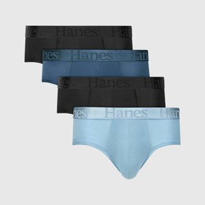 Hanes Originals Premium Men's SuperSoft Briefs 4pk -Teal Blue/Blue/Black - 1 of 4