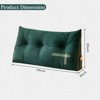 Bekrvio Velvet Wedge Headboard Pillow, Bed Rest Reading Backrest Cushion with Removable Cover & Side Pockets for Daybed & Couch - 2 of 4