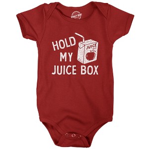 Hold My Juice Box Baby Bodysuit Funny Cute Apple Juicebox Graphic Novelty Jumper For Infants - Crazy Dog Baby Bodysuit - 1 of 4