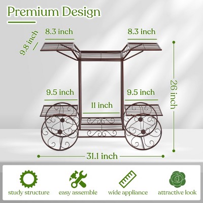 Bronze 6-Tier Steel Garden Cart Plant Stand