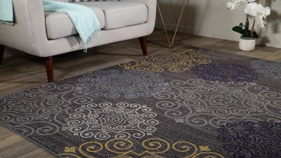 Gray Floral Tufted Reversible Synthetic 8' x 10' Area Rug