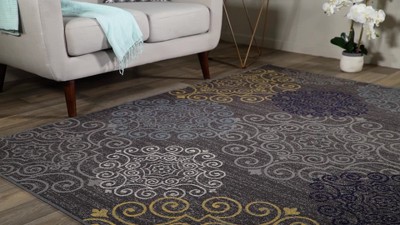 World Rug Gallery Modern Swirl Design Non-Slip (Non-Skid) Gray 24