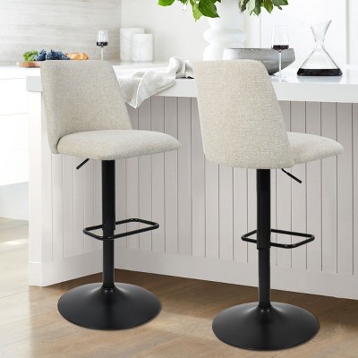 24"-33" Bruno Upholstered Swivel Adjustable Height Barstools (Set of 2) -Maison Boucle