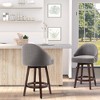 HOMCOM Bar Stools Set of 4, Linen Fabric Kitchen Counter Stools with Nailhead Trim, Rubber Wood Legs and Footrest for Dining Room, Pub, Dark Gray - 3 of 4