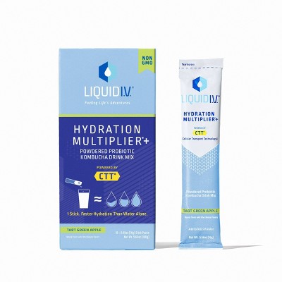 Liquid I.V. Hydration Multiplier Kombucha Probiotic Powder - Tart Green Apple - 10ct