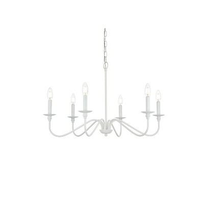 Elegant White Iron 36" 6-Light Dimmable Chandelier