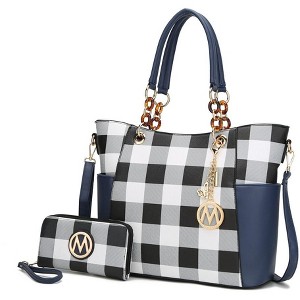 MKF Collection Bonita Checker Tote & Wallet Set - Stylish Vegan Leather Bag by Mia K - 1 of 4