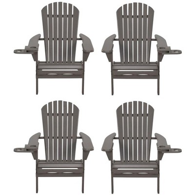 Jiallo Foldable Adirondack Chair with cup holder set of 4