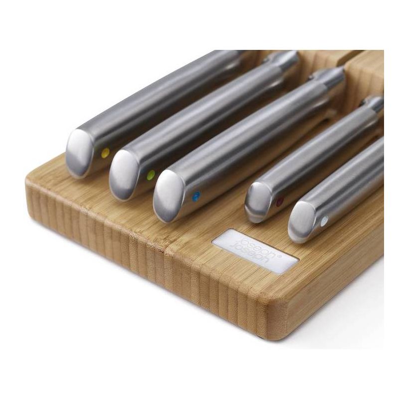 Joseph Joseph 5pc Elevate Steel Block Knife Set with In-drawer Bamboo Storage Tray Natural Wood, 3 of 11