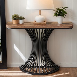 Hommoo 39-Inch Console Table with Geometric Metal Base - 1 of 4