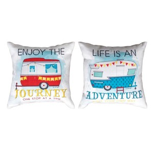 Happy Campers Decorative Pillow Enjoy the Journey – 12 Inch by Manual Woodworkers and Weavers - 1 of 3