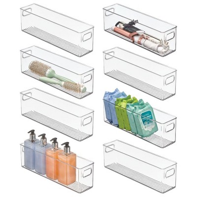 mDesign Linus Plastic Bath Vanity Storage Organizer Bin with Handles, 8 Pack, Clear, USA Made