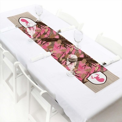 Big Dot of Happiness Pink Gone Hunting - Petite Deer Hunting Girl Camo Baby Shower or Birthday Party Paper Table Runner - 12 x 60 inches