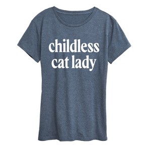 Women's - Instant Message - Childless Cat Lady White Short Sleeve Graphic T-Shirt - 1 of 4