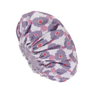 Unique Bargains Women's Flower Pattern Shower Cap 1 Pc - 1 of 3