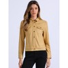 INSPIRE CHIC Women's Turn-Down Collar Flap Pockets Snap Button Faux Suede Jacket - 3 of 4