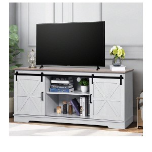 Farmhouse TV Stand for 65 inch TV, Entertainment Center with Sliding Barn Doors and Storage Cabinets for Living Room - 1 of 4