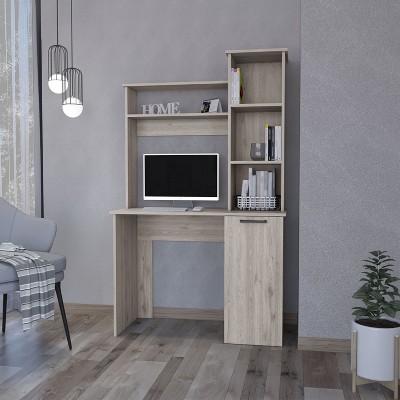 NicBex Home Office Desks Desk with Storage Office Home Desks Morden Study Writing Table with 4 Open Shelves and 1 Cabinet Door for Office Room