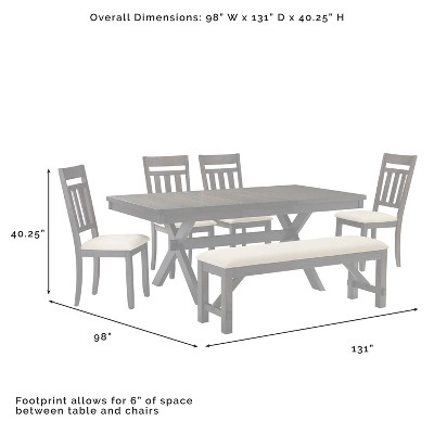 Hayden Slate Extendable Dining Set with Bench and 4 Chairs