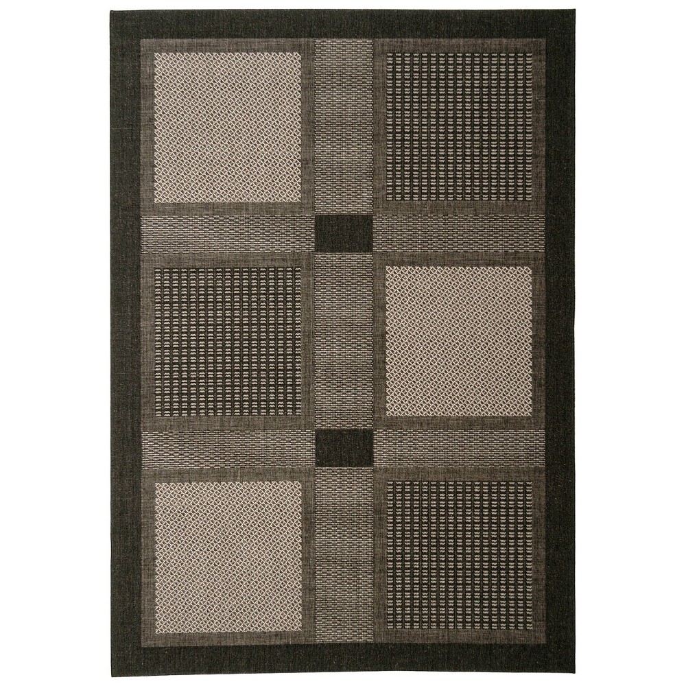 4'X5'7in Montpellier Outdoor Rug Black/Sand - Safavieh