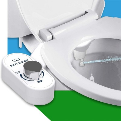 BUTT BUDDY Duo Modern Stainless Steel Fresh Water Bidet Toilet Seat Attachment with Dual Nozzle Feminine Wash, Rear Bum Wash, & Pressure Control