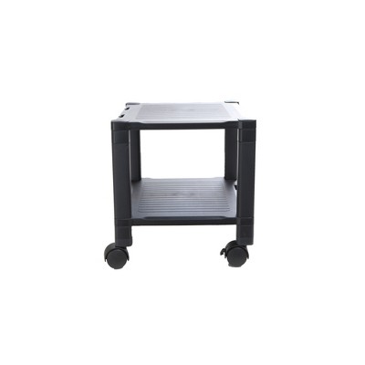 Black Adjustable Height Mobile Printer Cart with 3 Shelves