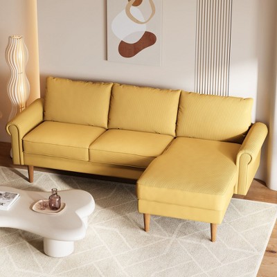 XIZZI 81" L Shaped Couch with Chaise, Minimalist Modern Sofa with Deep Seat, Upholstered 3-Seater Corner Couch for Living Room, Bedroom