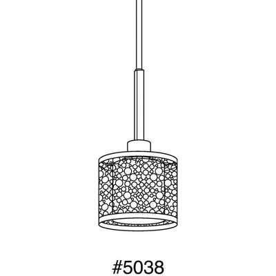 Brushed Nickel Mini Pendant with Etched Glass Shade