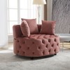 CAVINAS Chesterfield Single Sofa Chair, Modern Velvet Upholstered Accent Chair with 3 Pillows, Classical Barrel Chair Couch for Living Room - 2 of 4
