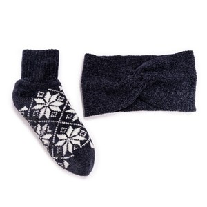 MUK LUKS Women's Chenille Sock and Headband Set - 1 of 4