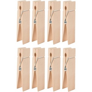 Juvale 8-Pack Jumbo Unfinished Wooden Clothes Pins, 6" Large Wood Clothespins for Photos, Postcards, Home Decoration, DIY, Art & Craft Projects - 1 of 4