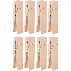 8-Pack Juvale Jumbo Unfinished Wooden Clothes Pins, 6" Large Wood Clothespins for Photos, Postcards, Home Decoration, DIY, Art & Craft Projects