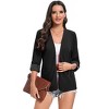 Womens Casual Business Blazer Jacket Long Sleeve Collarless Open Front Cardigan Work Shrug - 2 of 4