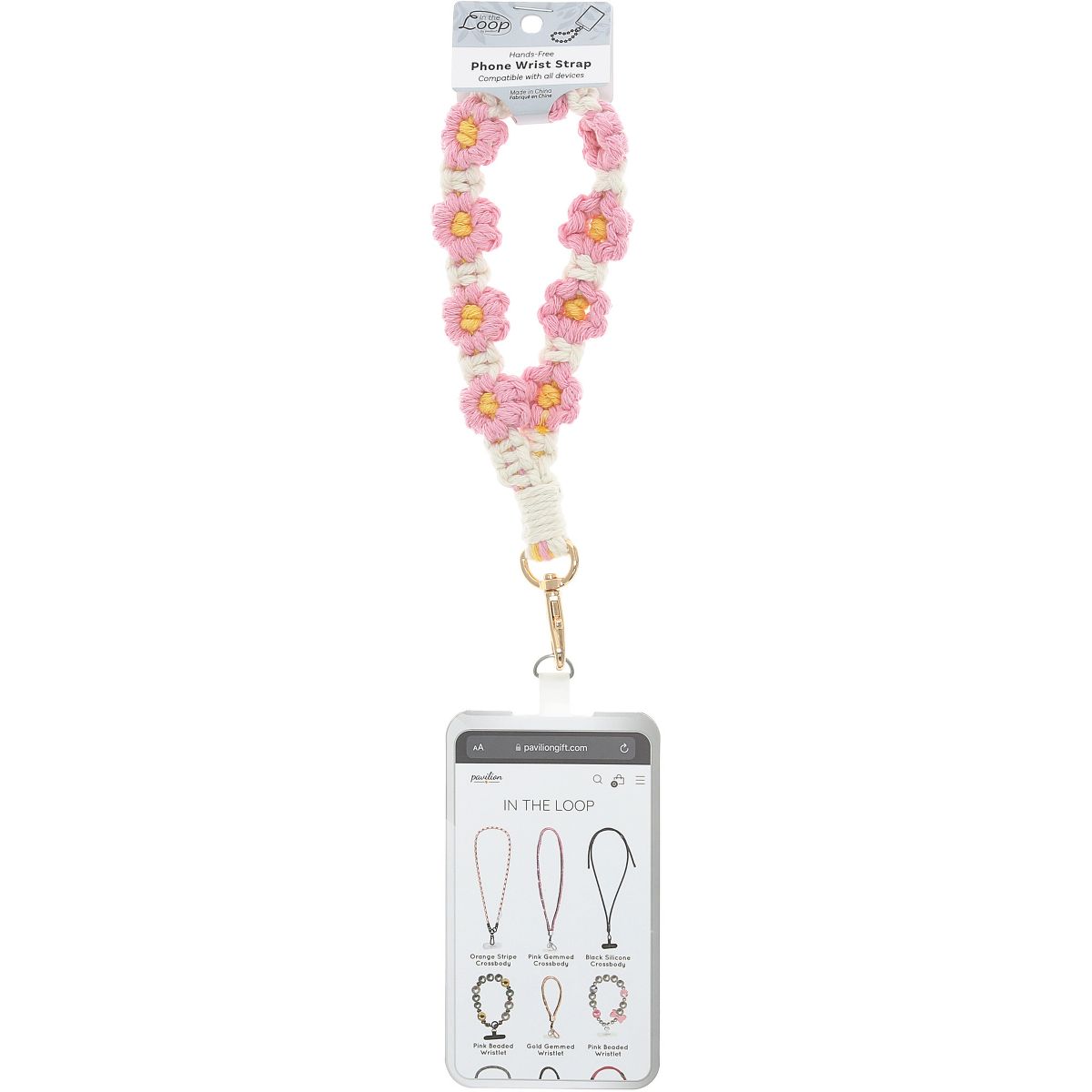 Pavilion Gift Company - Cherry Blossom Wristlet - Crocheted Hands-Free Wrist Strap - Cell Phone Accessories - thumbnail 5