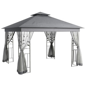 Resenkos Outdoor Garden Gazebo, Sunshade Gazebo Canopy,10' x 11.5' Double Roof Outdoor Gazebo Canopy Shelter w/Tree Motifs Corner Frame and Netting, - 1 of 4