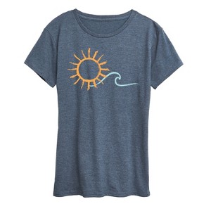Women's - Instant Message - Brushstroke Sun And Wave Short Sleeve Graphic T-Shirt - 1 of 4