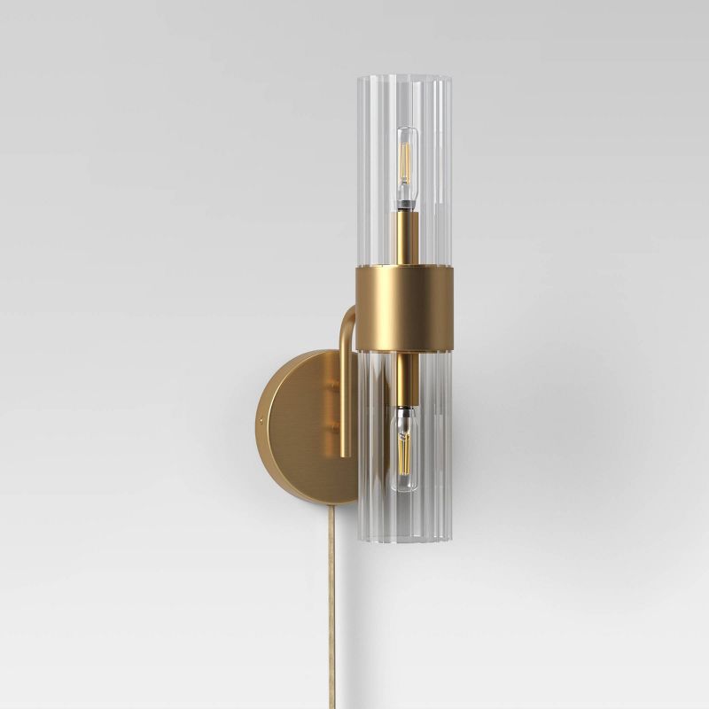 Ribbed Glass Sconce Lamp Brass  - Threshold&#8482;, 5 of 15