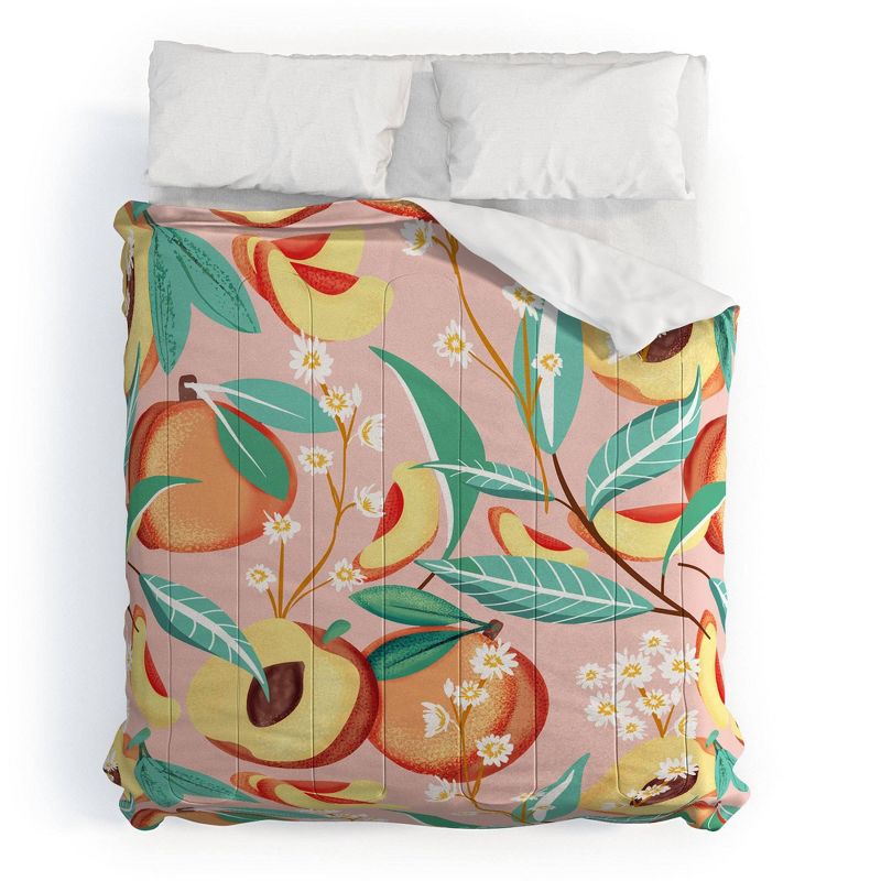 Peach Season Polyester Comforter & Sham Set - Deny Designs, 1 of 6