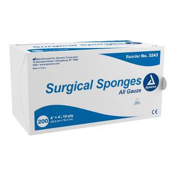 Dynarex Surgical Sponges, 12-Ply Non-Sterile, 4 in x 4 in, 200 Per Pack, 200 Packs, 200 Total