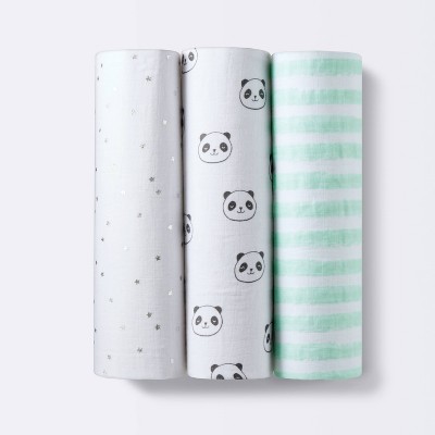 Muslin Swaddle Blankets Pandas 3pk - Cloud Island™