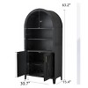 FONTOI Arched Decorative Cabinets, 3-Tier Arch-Top Cabinet with Doors, Arched Bookshelf with Open Display Shelf for Home, Black, 30.7"*63.2"*15.4" - 3 of 4