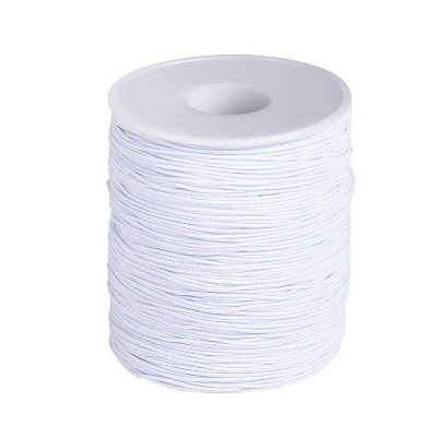 0.7mm White Elastic Cord - 200-Yard Stretch Round String for Beading Crafting Jewelry Bracelet Making, Includes Spool, 600 Feet