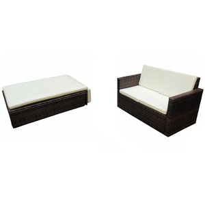 vidaXL Garden Sofa Set Brown Poly Rattan, Powder-Coated Steel Medium - Brown - 1 of 4