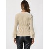 INSPIRE CHIC Women's Regular Fit V Neck Velvet Flare Long Sleeve Peplum Blouse - 4 of 4