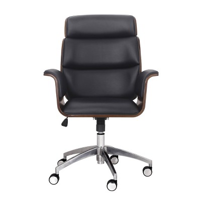 Cannonade Mid-Century Modern Swivel Office Chair Black/Walnut - Christopher Knight Home