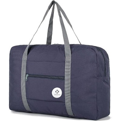 Hachikiko Foldable 25L Travel Duffel Tote, Waterproof Carry On Luggage for Frontier Airlines, Overnight Gym Bag,Dark
 Blue