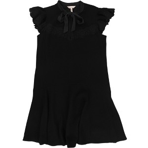 Rebecca Taylor Womens Crepe Lace Shift Midi Drop Waist Dress, black, 4 ...