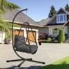 Okak Egg Swing Chair with Cup Holder,Outdoor Hanging Basket Chair with Foldable Stand and Cushion,Porch Swing for Patio,Garden,Backyar - 4 of 4
