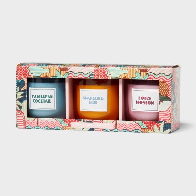 3pk Votive Candle Set - Caribbean Cocktail and Sparkling Kiwi and Lotus Bloom - Room Essentials™